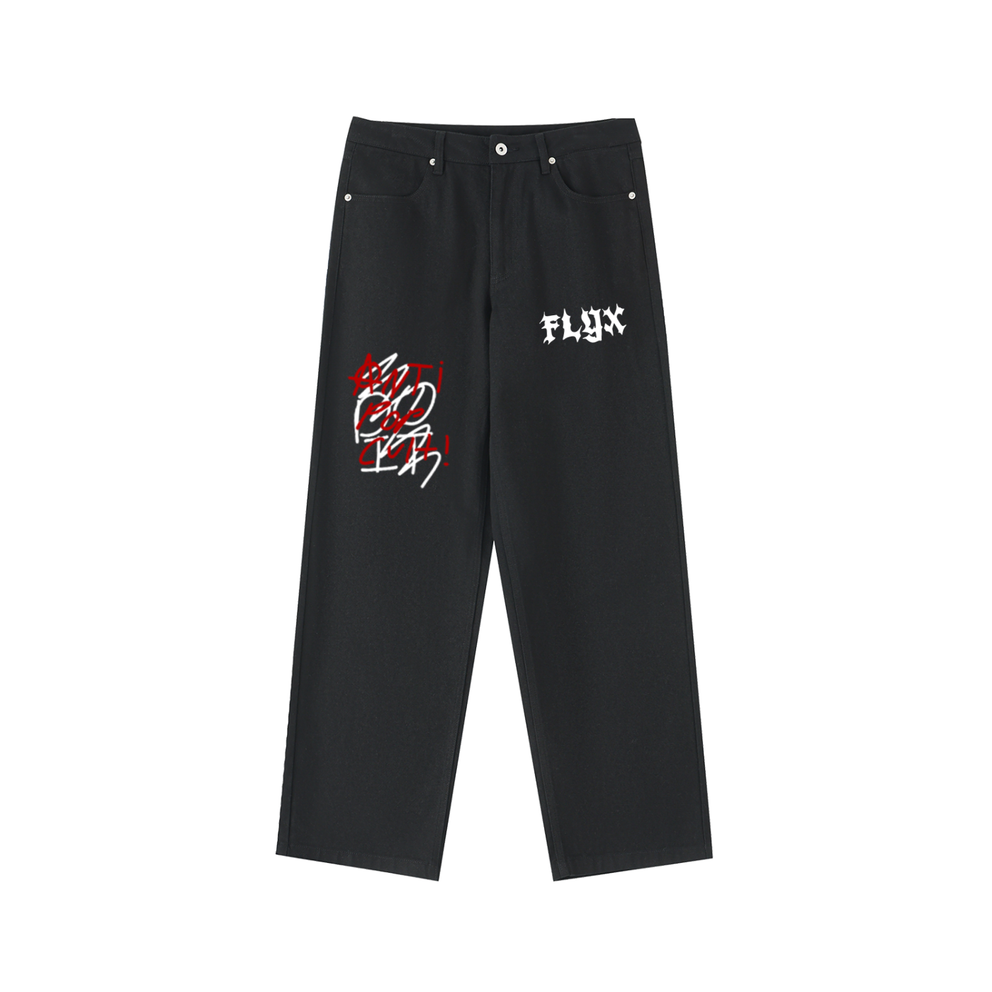 ‘Anti Pop-Cult’ Graphic Heavyweight Cotton Straight-Leg Pants