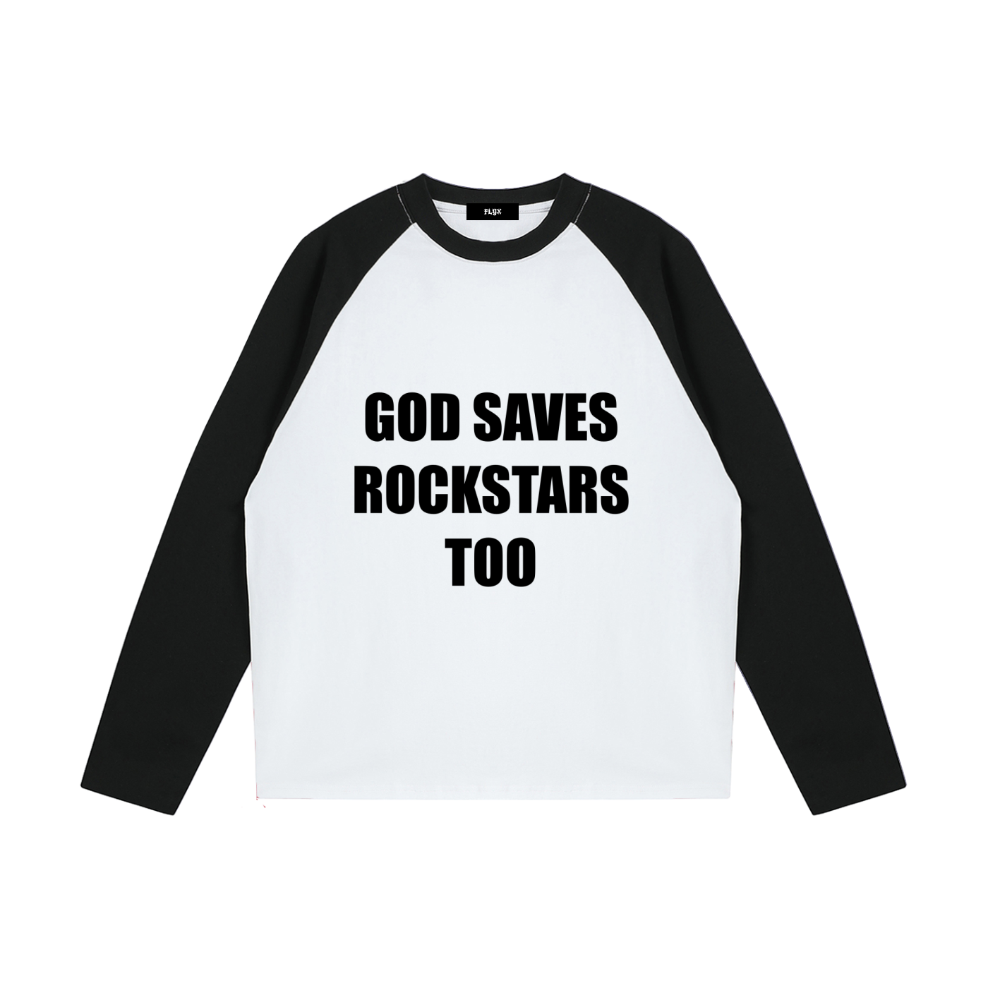 ‘GOD SAVES’ Graphic Raglan Long-Sleeve Tee