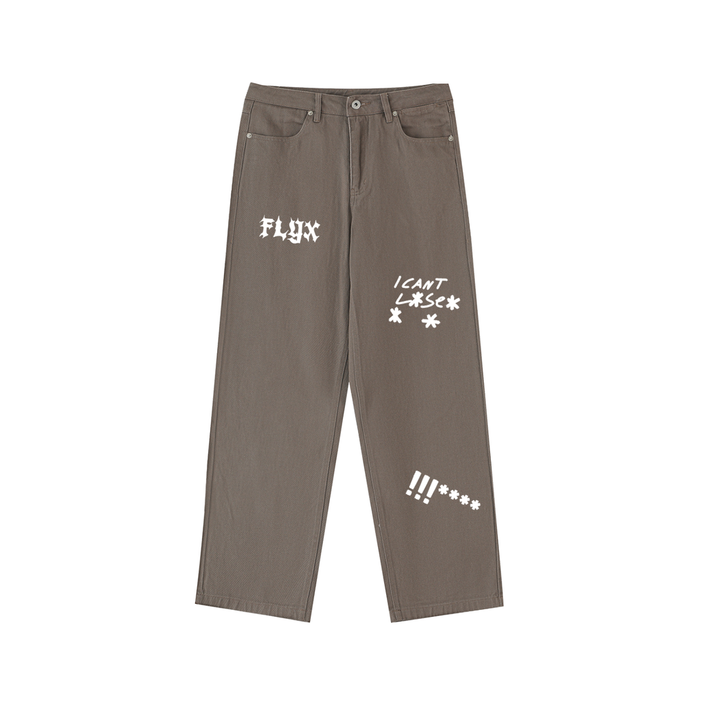 ‘I CANT LOSE’ Heavyweight Cotton Straight-Leg Pants