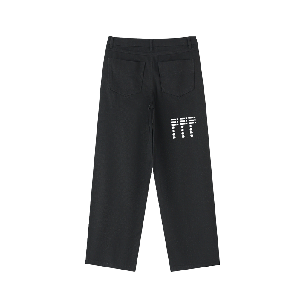‘Anti Pop-Cult’ Graphic Heavyweight Cotton Straight-Leg Pants